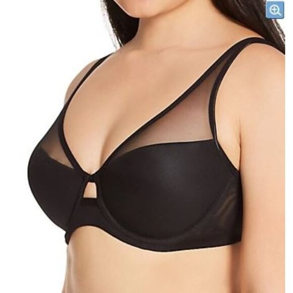 Smart & Sexy Women's Mesh Plunge Bra SA1389 Women's Size 40D Black Nylon Blend N - Picture 1 of 3